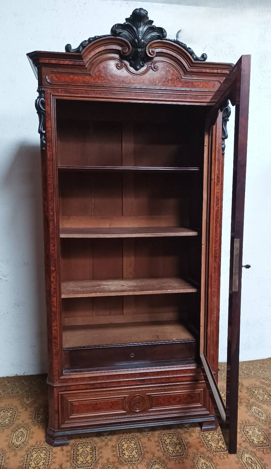 Library from the Napoleonic III era in thuya burl.