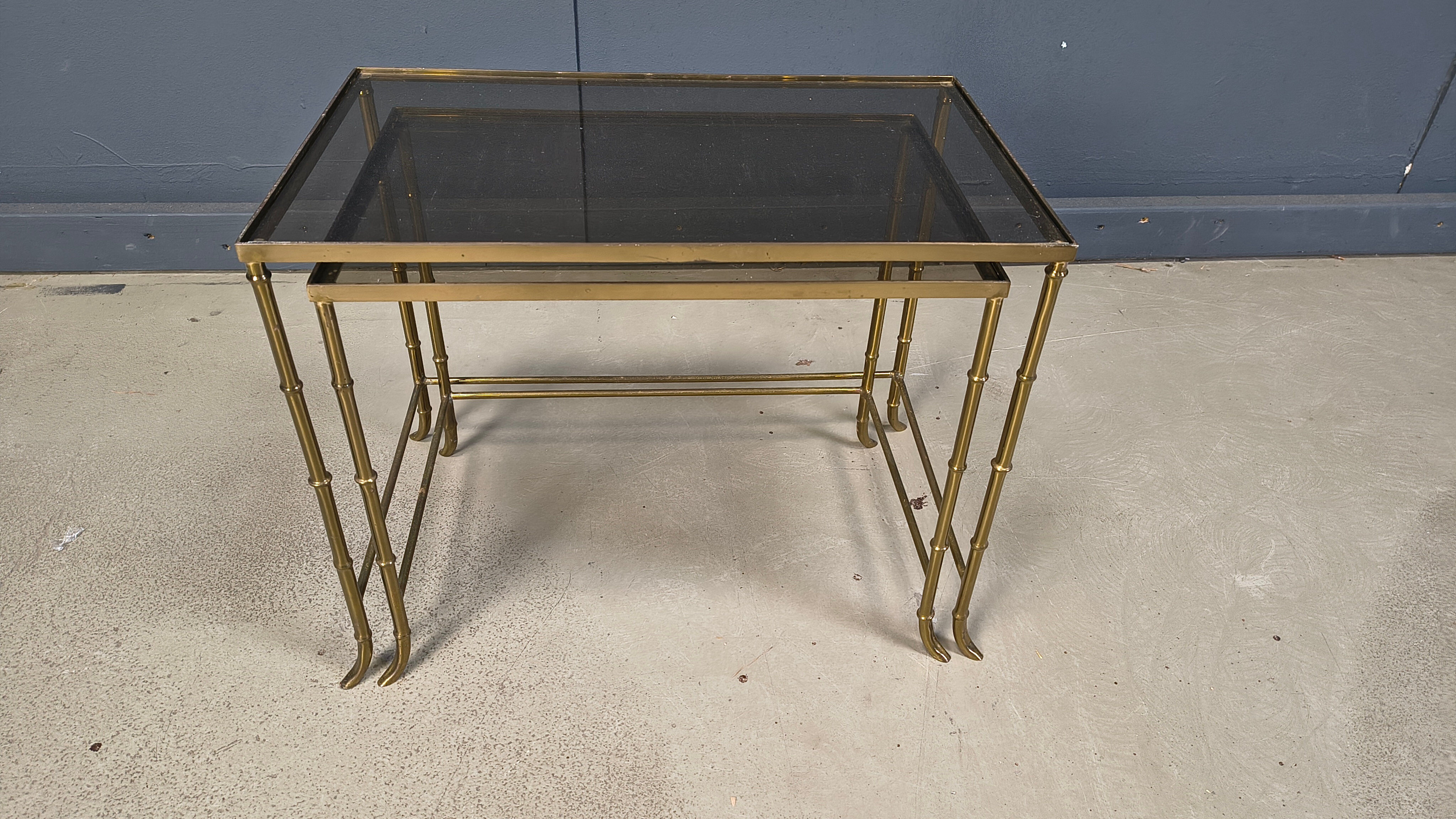 Brass faux bamboo nesting tables, 1960s