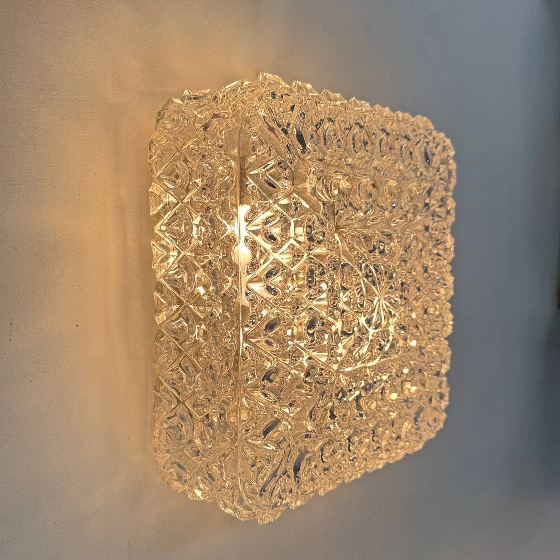 Mid-century crystal wall light / ceiling light by Limburg Glashütte, 1970s Germany