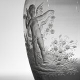 French 19th Century Eugene Michel Miniature Intaglio Carved Glass Vase