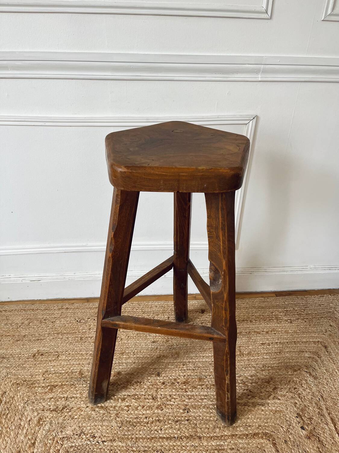 High stool in elm by Olavi Hanninen