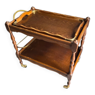 Desserte roulante bois et laiton