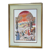 Lithographie Alain Thomas Scène hivernale Russe