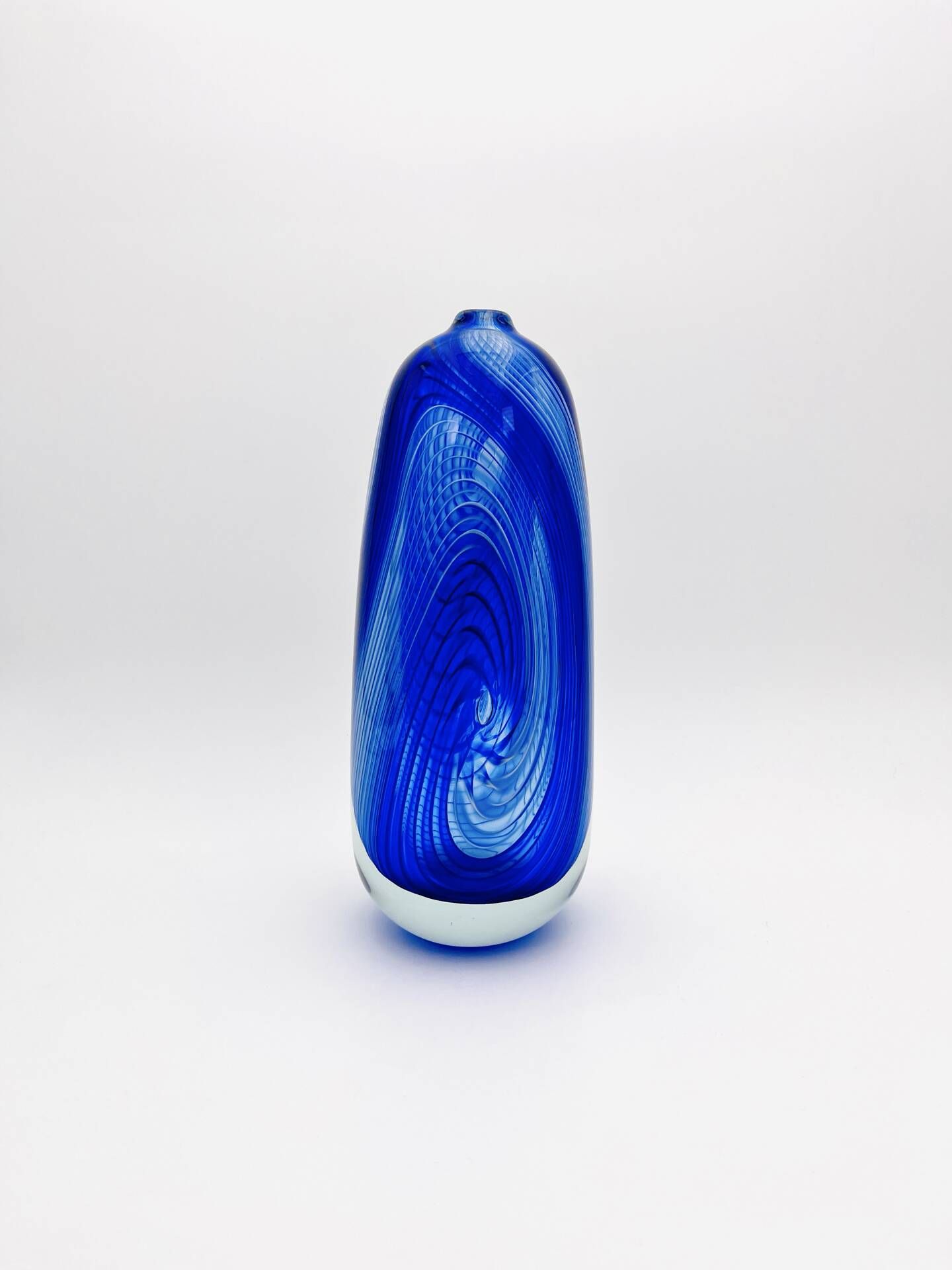 Large Vase R Pierini 1998 Blue White Glass Bubble 31cm 5kg Signed