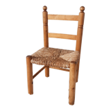 Vintage children's chair in wood and straw