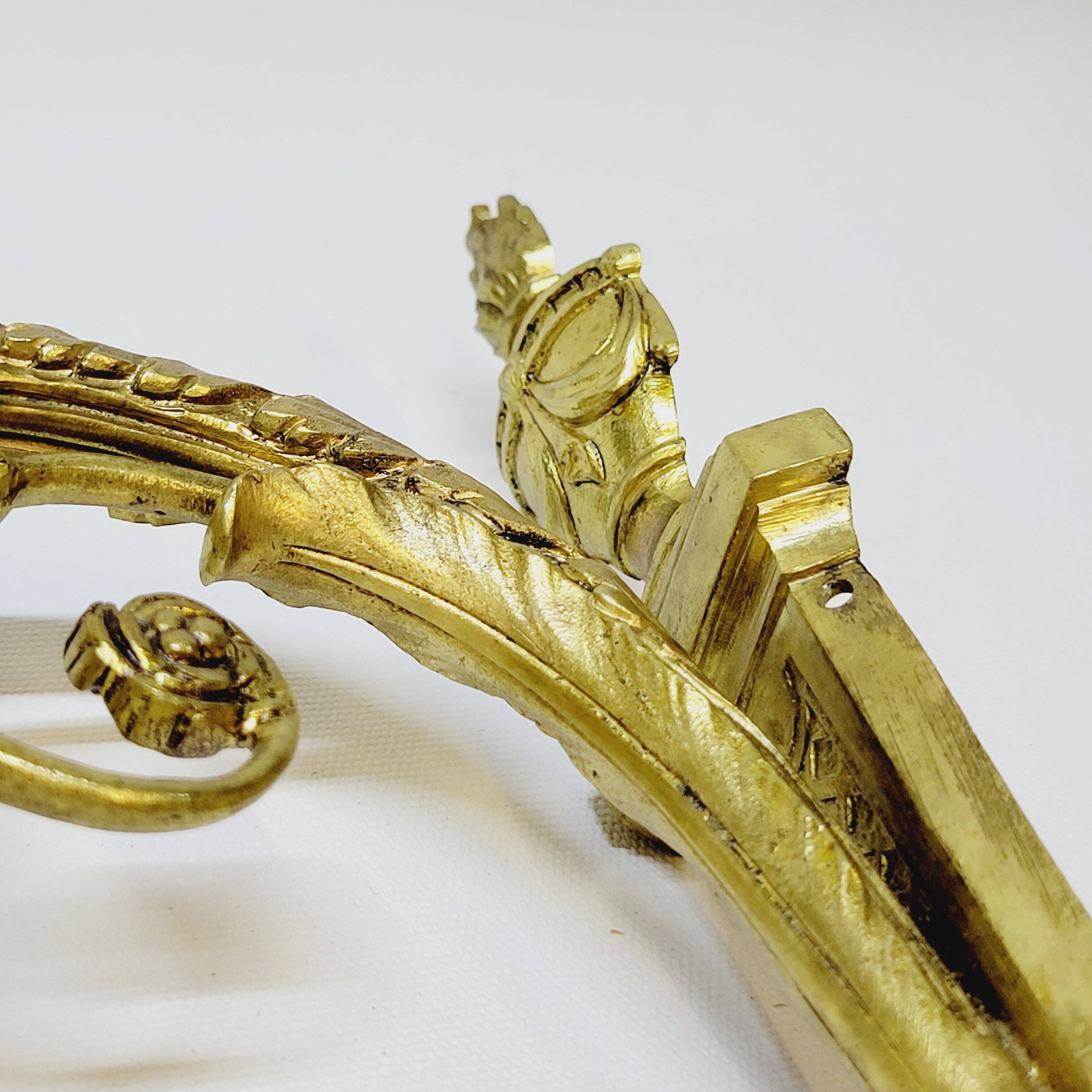 2 19th Century Gilt Bronze Wall Sconces with Molded Glass Globes in the Shape of