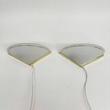Set of Vintage Glass Wall Lamps with Gold Holder, 1970s
