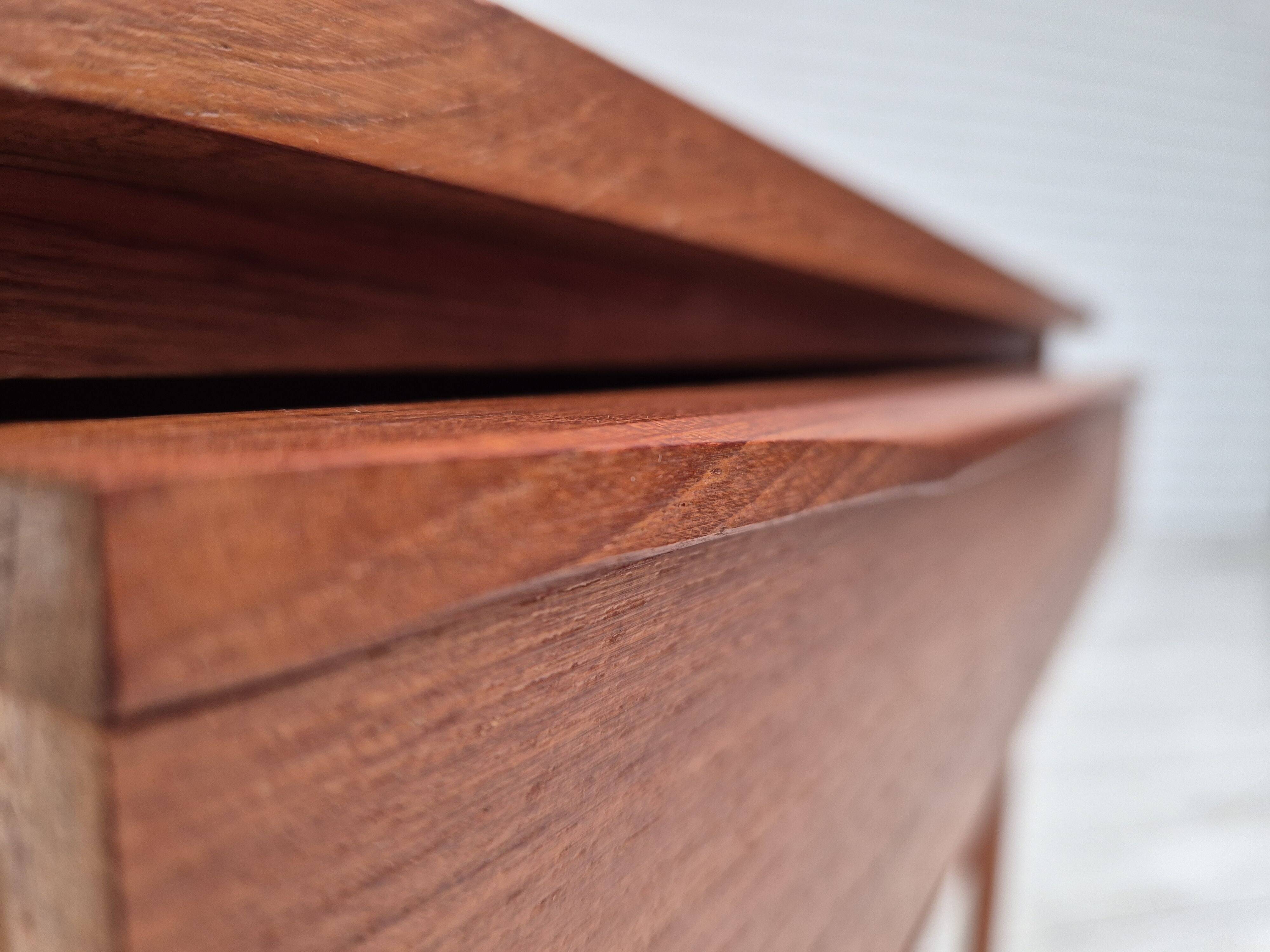 1970s, Danish chest of drawers, teak wood, rattan, original condition.