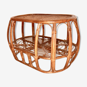 Oval coffee table rattan and caning