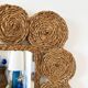 Vintage 1960s braided raffia mirror