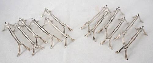 Christofle Printania model, Art Nouveau, 12 silver-plated knife rests.