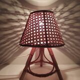 Table lamp in caning and bamboo
