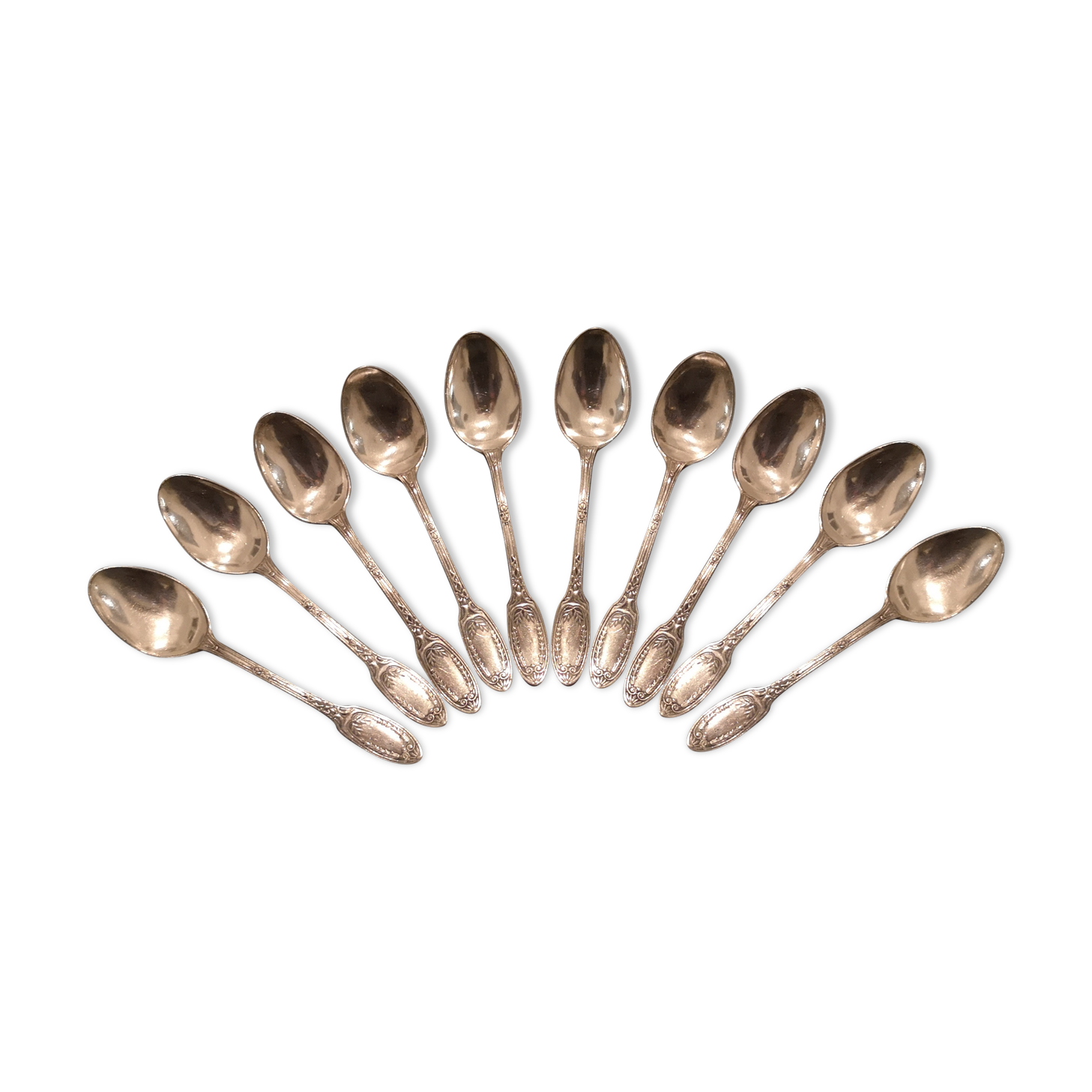 10 small silver metal spoons