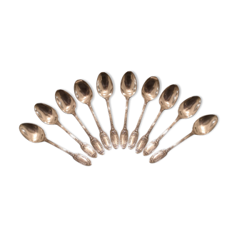 10 small silver metal spoons