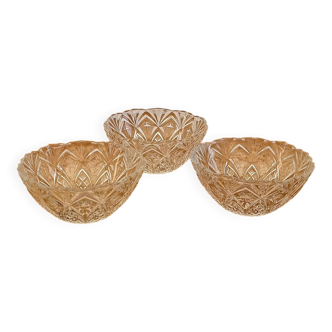 Lot de 3 coupelles en verre vintage