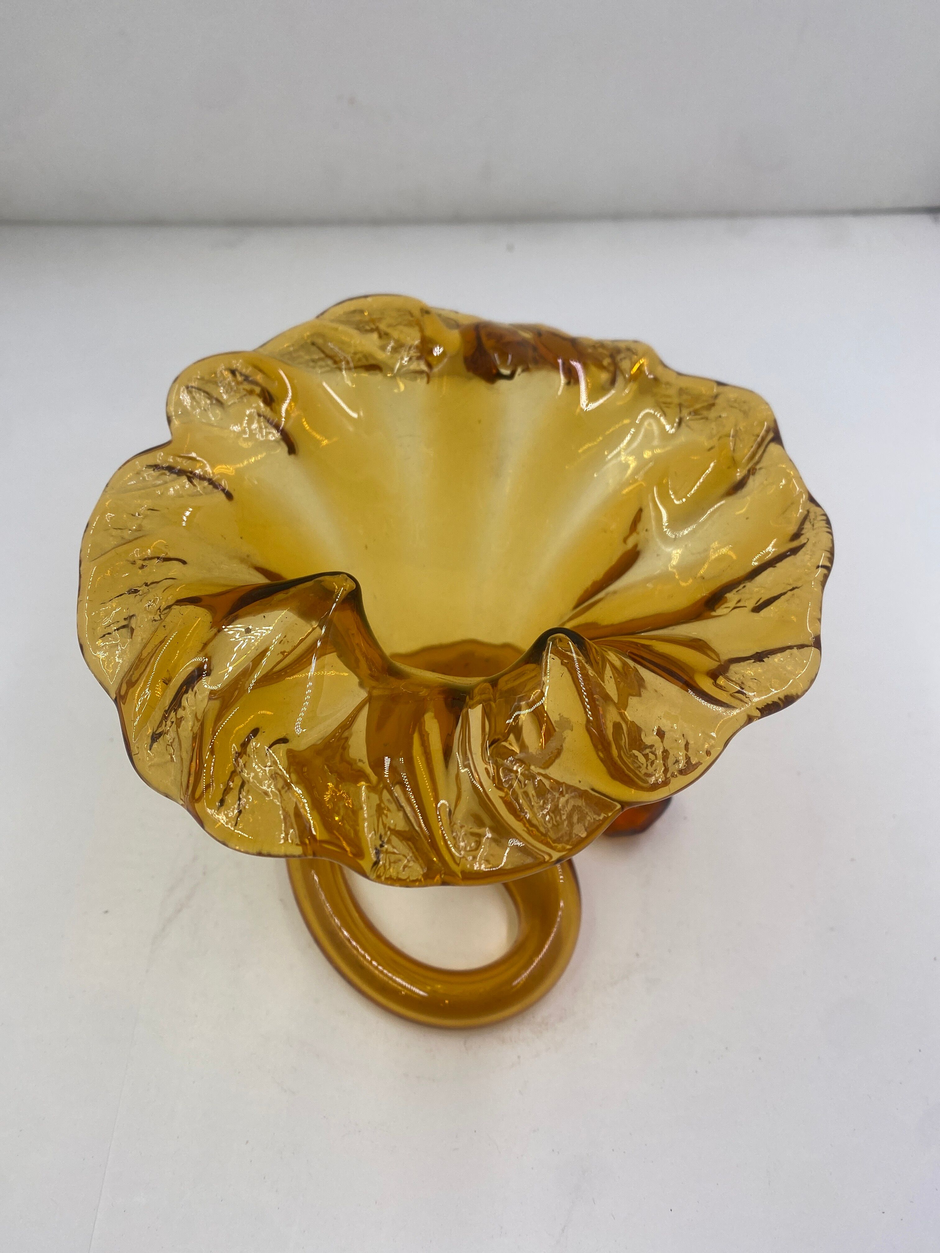 Amber-colored blown glass soliflore
