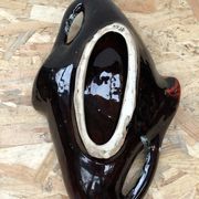Old dish ceramic brown red black vintage