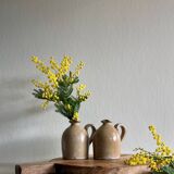 Stoneware oil pitcher x2