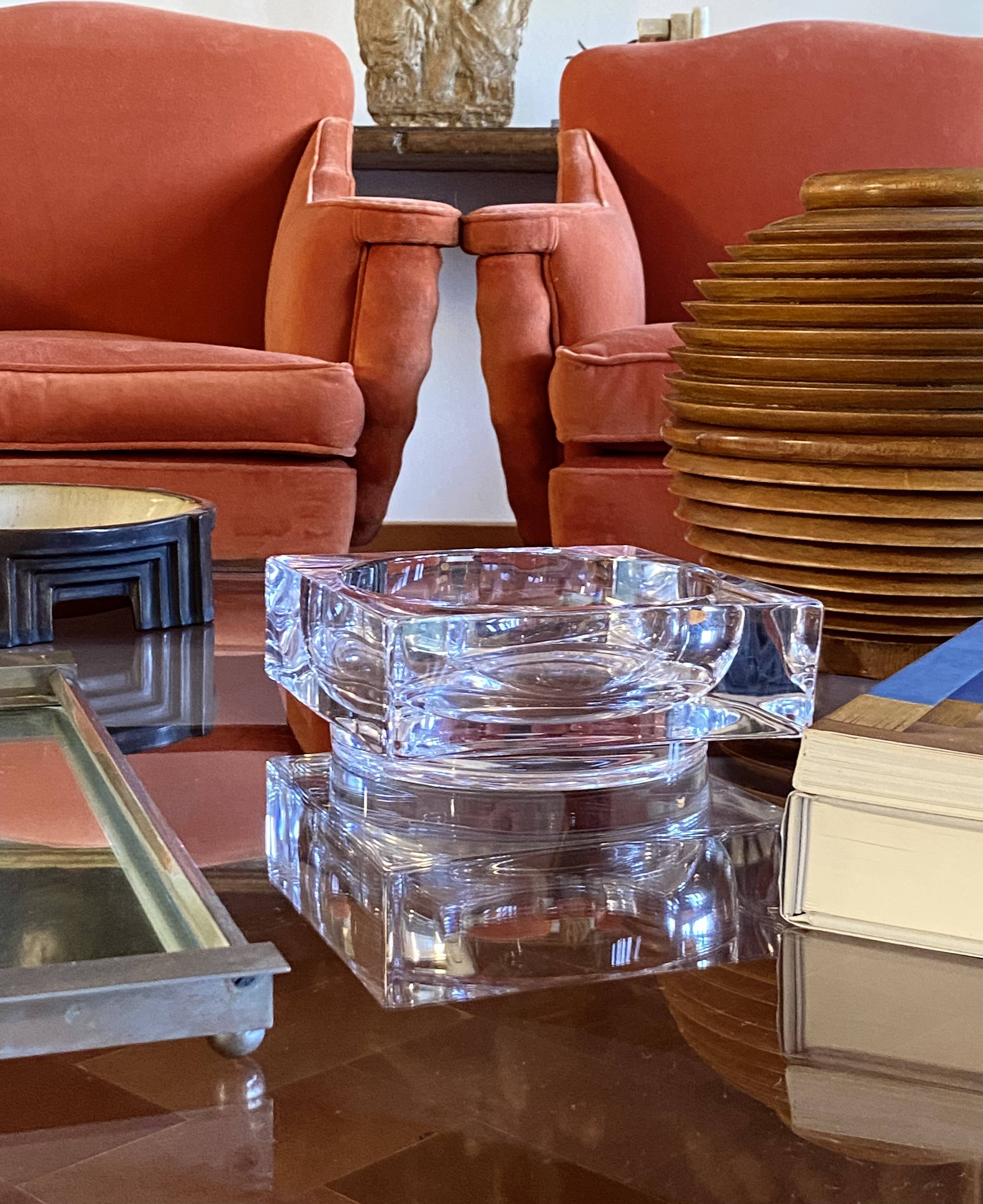 Monumental molded crystal ashtray, Sevres France 1970s