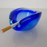 Blue Sommerso Murano Glass Ashtray, Italy, 1960s