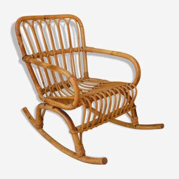 Rocking-chair enfant vintage en rotin