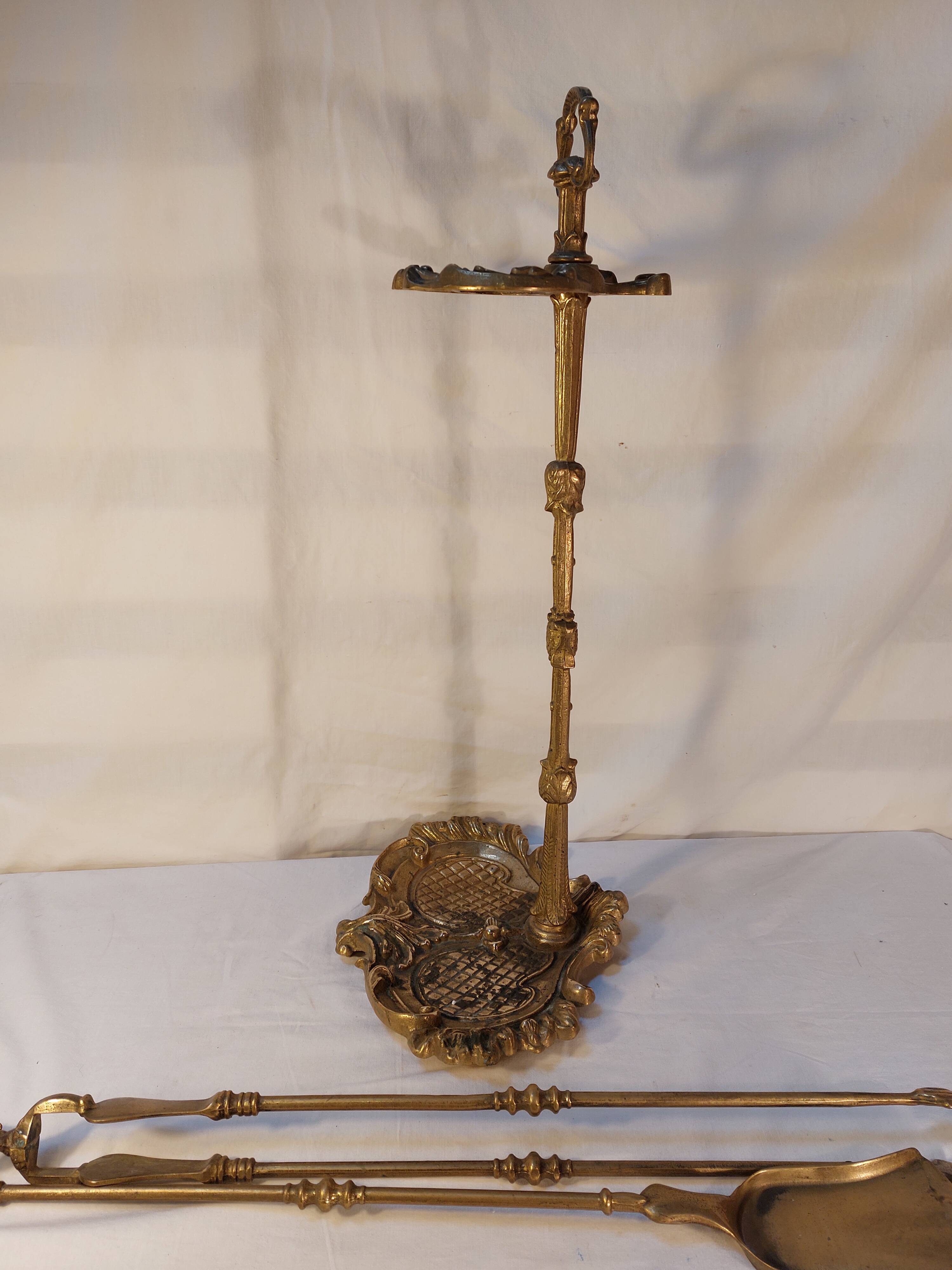 Gilded brass fireplace servant 2 elements