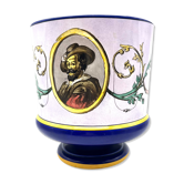 Old pot cover decorated with old man faience of Choisy Le Roy