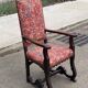 Henri II armchair in solid wood and floral burgundy fabric, 19th century.