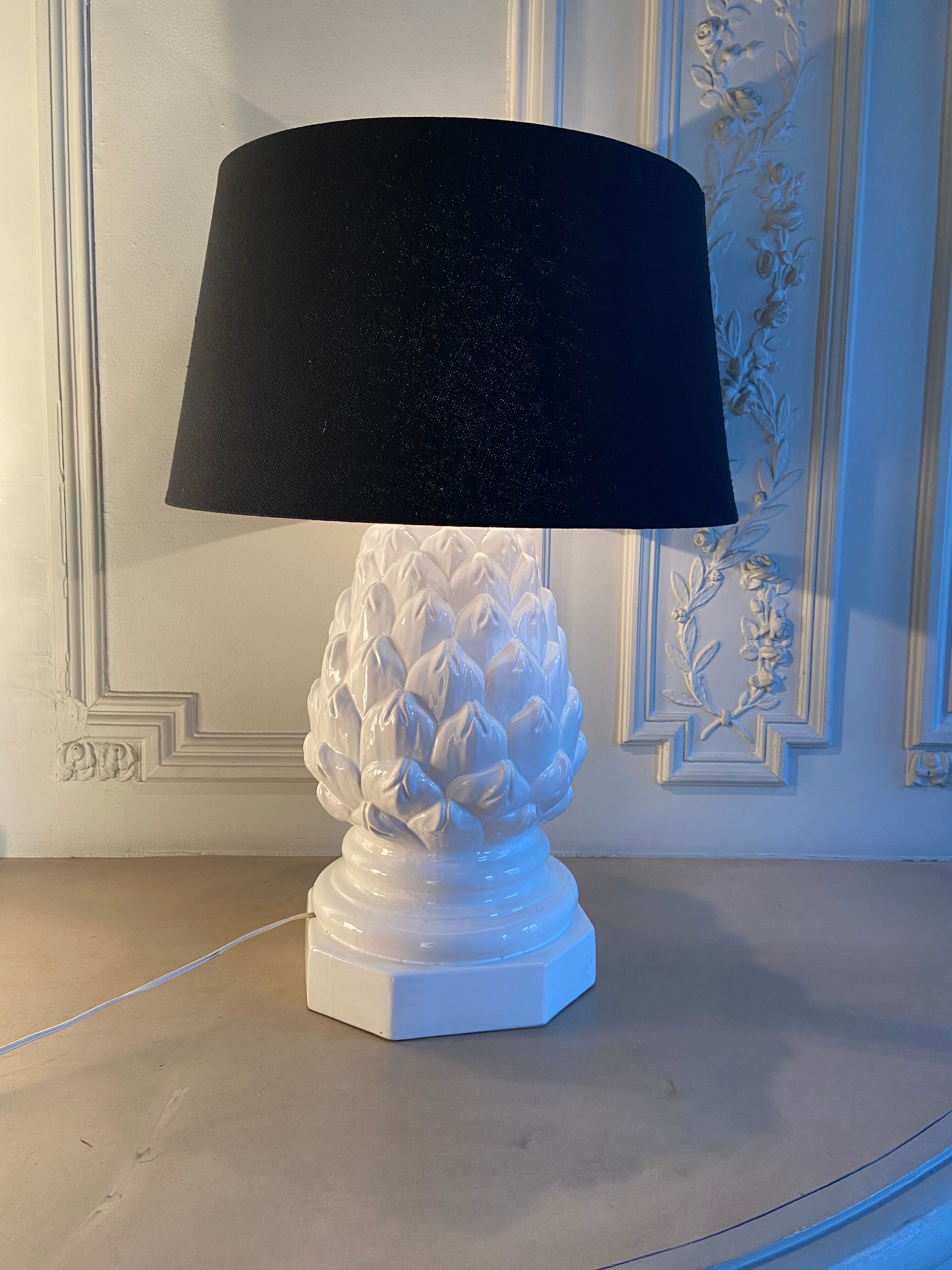 Imposing ceramic table lamp artichoke shape, Italy, 1960s