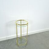 Table en laiton avec plateau en verre