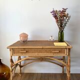 Rattan desk and canework 50s