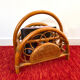 Rattan and bamboo magazine holder from the 70s