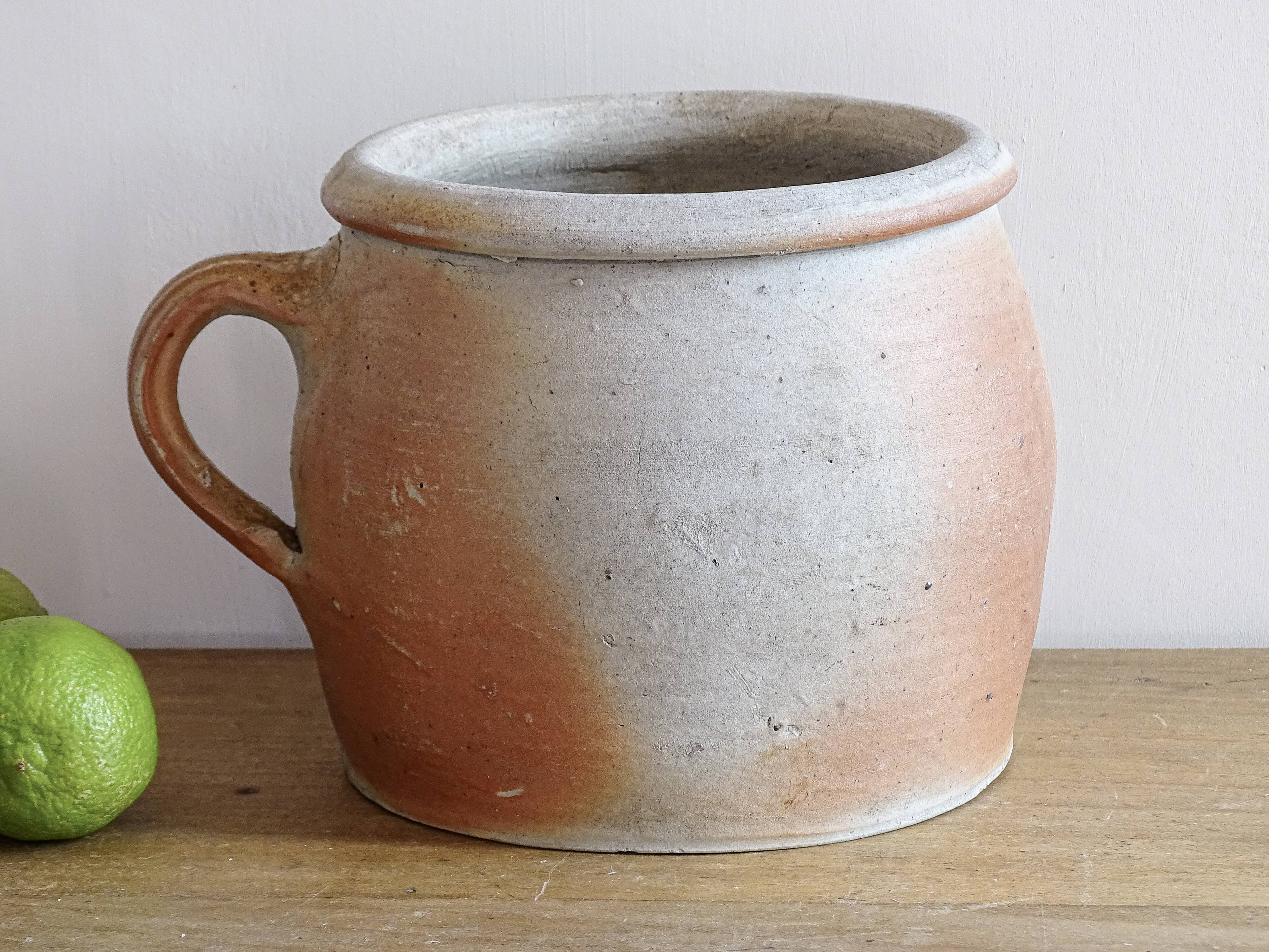 Rustic Antique Stoneware Jar with Handle