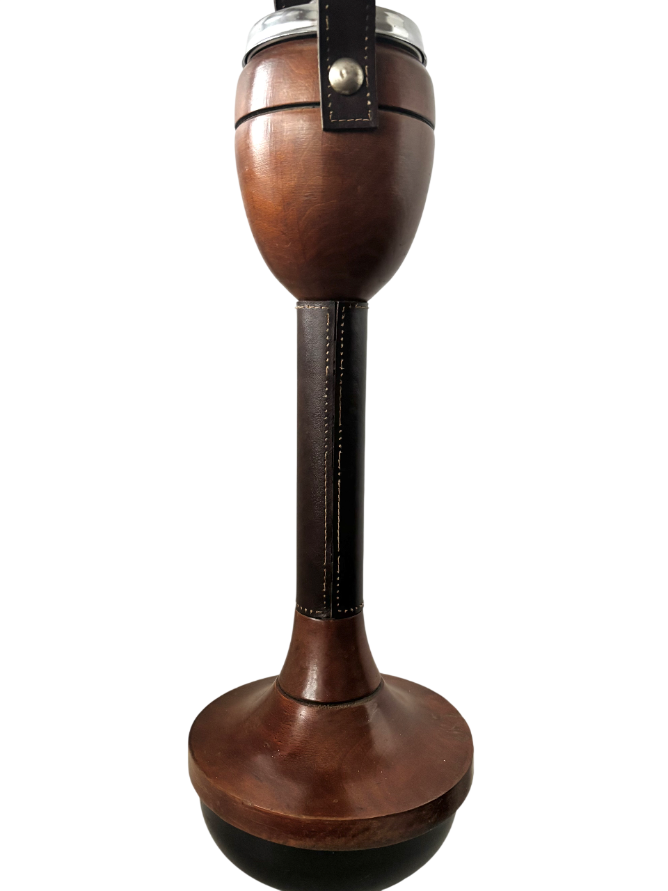 Wood and leather standing ashtray 1970