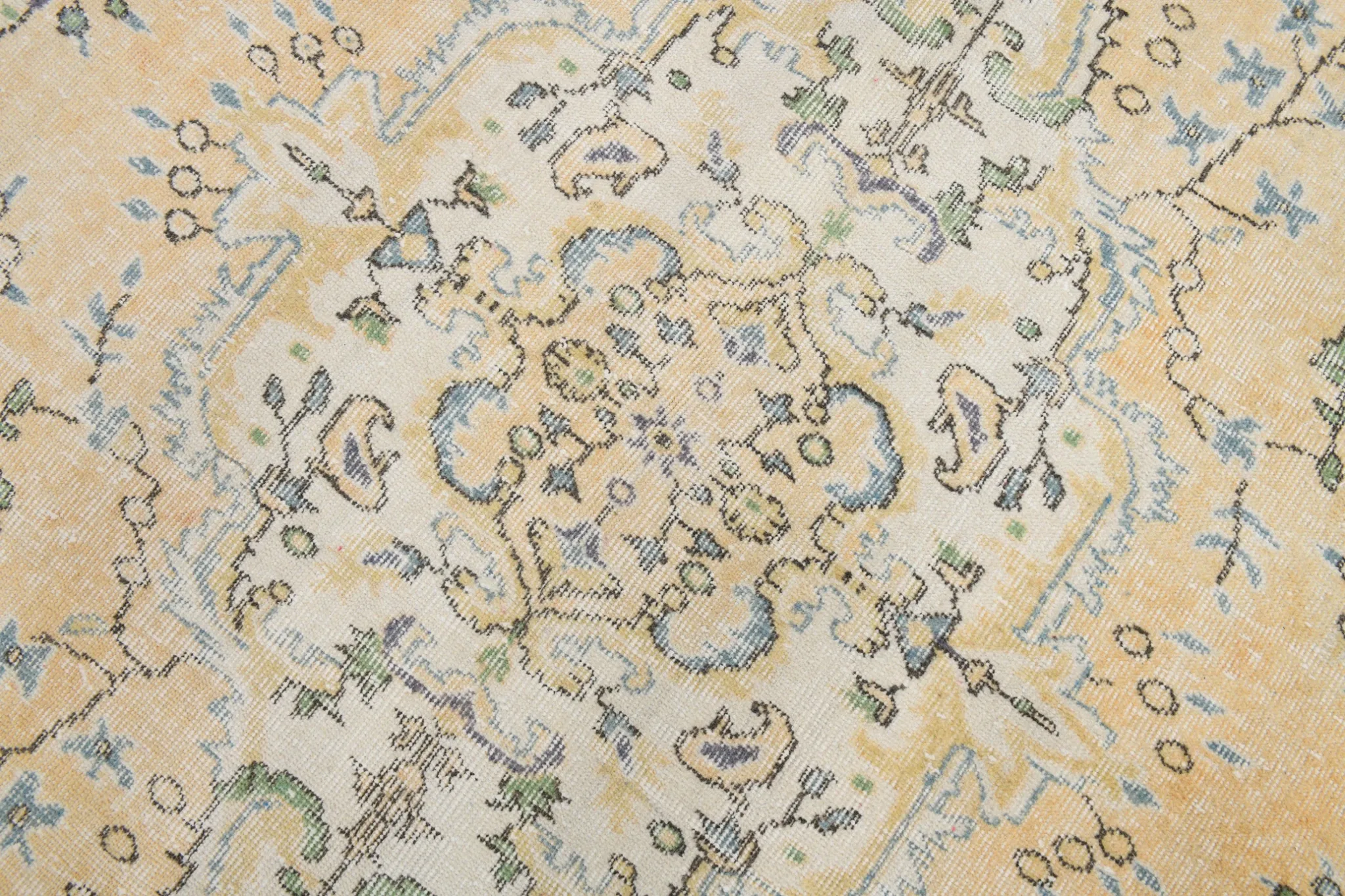 5x9 Vintage Persian Pale Yellow Rug, Rugs For Living  Room Carpet, 169x271
