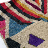 Moroccan Berber carpet boujaad beige with colorful patterns 283x203cm
