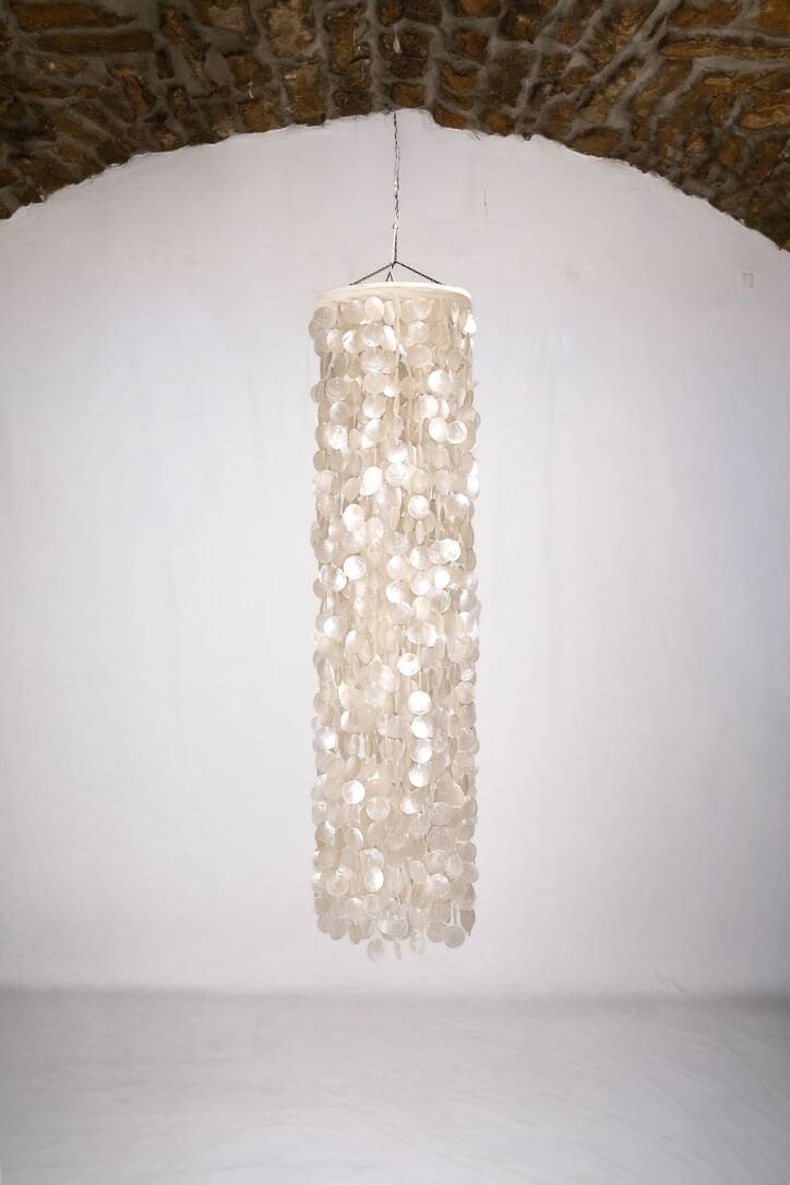 Large mother-of-pearl chandelier in the style of Verner Panton, 1980s.