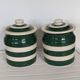 Paire de pots collector anglais Cornishware rayures vertes années 60