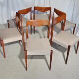 Six scandinavian vintage teak chairs