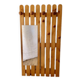 cloakroom coat rack mirror in blond pine 70s-80s