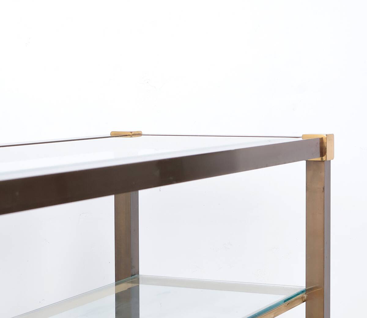 Brass and glass design console table, 1970s
