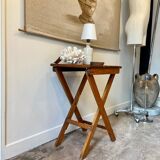 Folding side table in solid wood