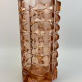 Large pink glass vase in Art Deco style
