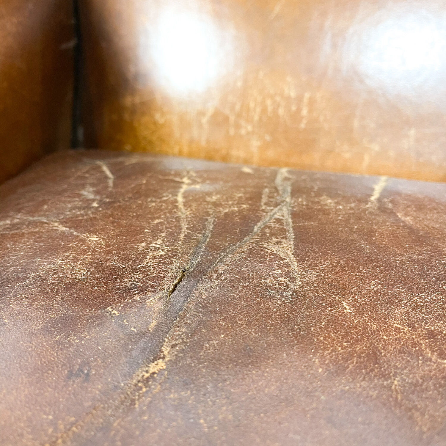 Dark brown sheep leather wingback armchair vintage