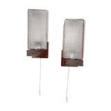 Paire d'appliques en verre, à tirette, années 70