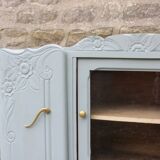 Renovated vintage low sideboard - Unique piece of furniture with floral moldings