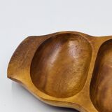 Segmented wooden plateau carved from exotic wood, Asia, 1970s.