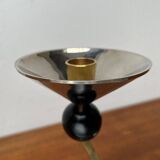 Italian postmodern metal candle holders, 1980s, set of 2
