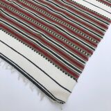 Vintage Handmade Weaved Brown Striped Algerian Rug 1980s Throw Cotton