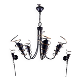 Vintage Chandelier and Pair of Wall Lights